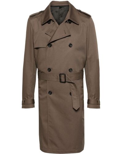 Eraldo Twill Double-Breasted Trench Coat - Brown