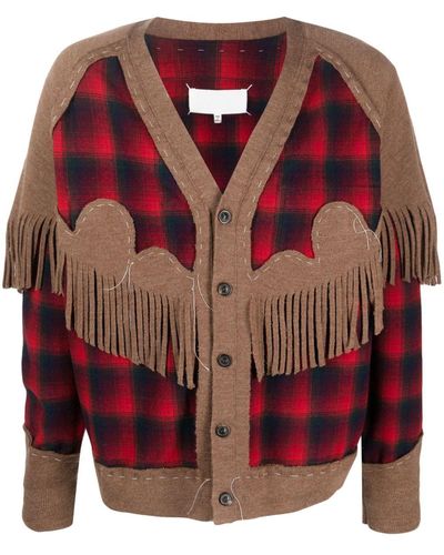 Maison Margiela X Pendleton Fringe-Trim Wool Cardigan - Red