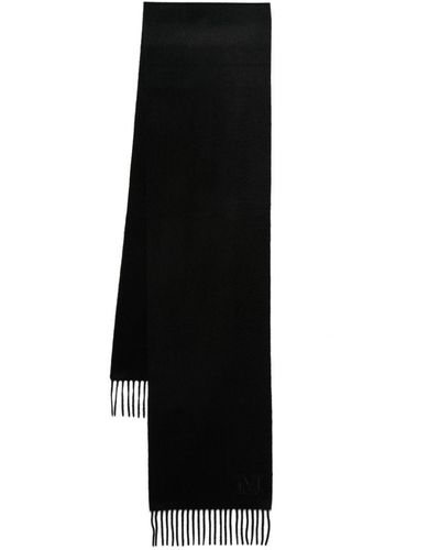 Max Mara Embroidered-Logo Cashmere Scarf - Black