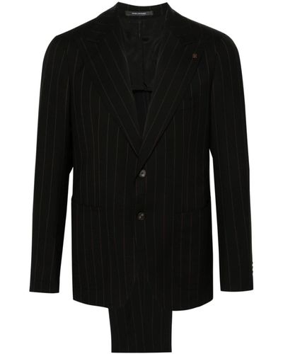 Tagliatore Single-Breasted Striped Suit - Black