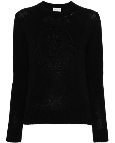 Moncler Embroidered-Logo Crew-Neck Jumper - Black