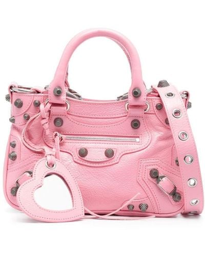 Balenciaga Small Neo Cagole Leather Tote Bag - Pink