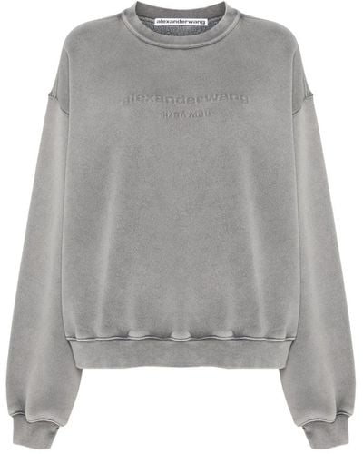 Alexander Wang Logo-Embossed Cotton Sweatshirt - Grey