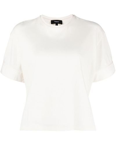 Theory Drop-Shoulder Piqué T-Shirt - White