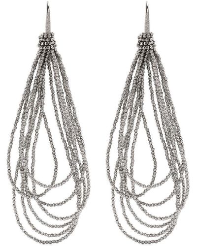 Brunello Cucinelli Monili-Chain Drop Earrings - White