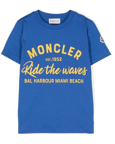 Moncler Logo-Print Cotton T-Shirt - Blue