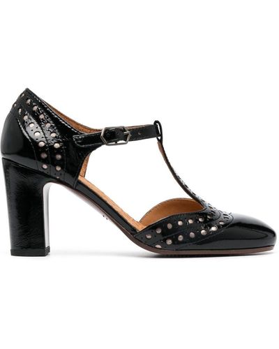 Chie Mihara Wante 80Mm Metallic-Leather Court Shoes - Black
