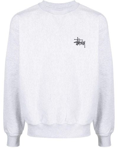 Stussy Logo-Print Crew-Neck Sweatshirt - White