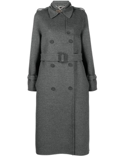 Fendi Virgin Wool Trench Coat - Gray