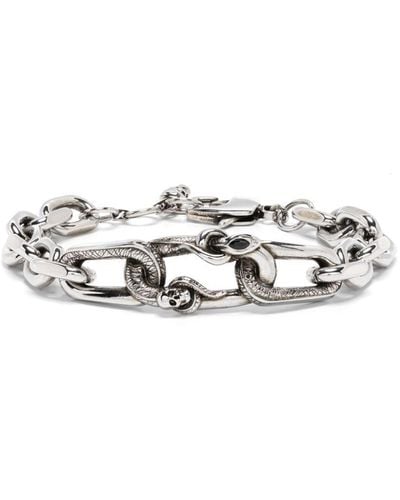 Alexander McQueen Snake & Skull Chain Bracelet - White