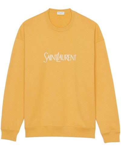 Saint Laurent Logo-Print Cotton Sweatshirt - Yellow