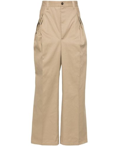 Maison Margiela Four-Stitch Pintuck Straight Trousers - Natural