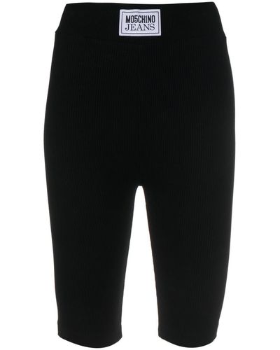 Moschino Logo-Patch High-Waist Shorts - Black