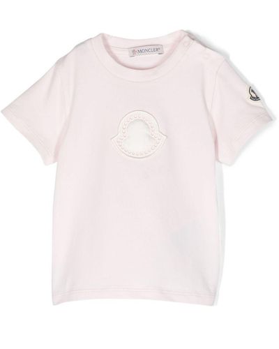 Moncler Logo-Patch Jersey T-Shirt - Pink