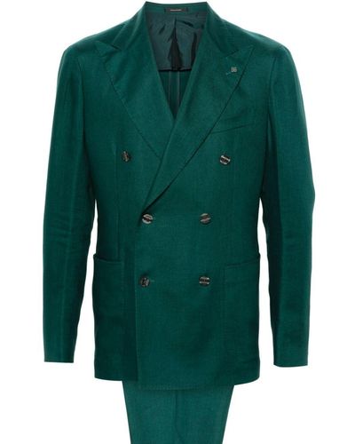 Tagliatore Double-Breasted Linen Suit - Green