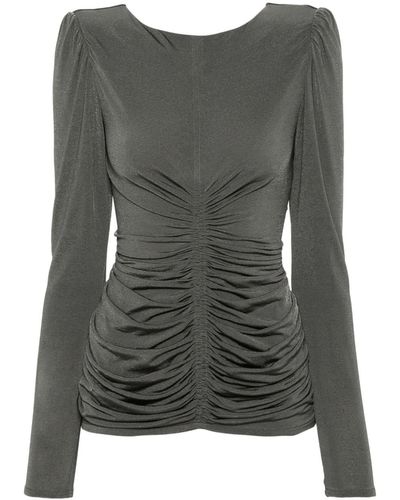 Givenchy Ruched Long-Sleeve Top - Gray
