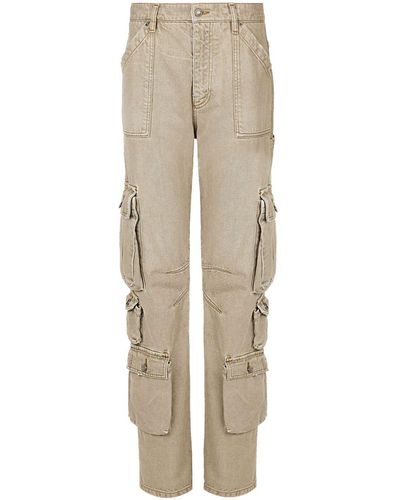 Dolce & Gabbana Logo-Plaque Mid-Rise Cargo Jeans - Natural
