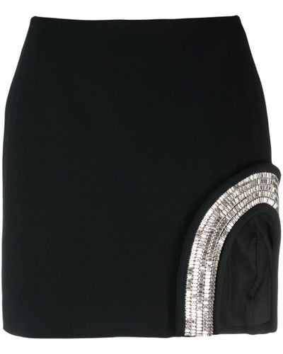 David Koma Asymmetric Crystal-embellished Miniskirt - Black