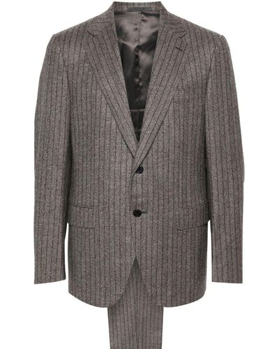 Caruso Single-Breasted Wool Suit - Grey