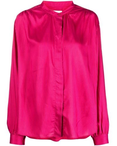 Isabel Marant Striped Band-Collar Shirt - Pink