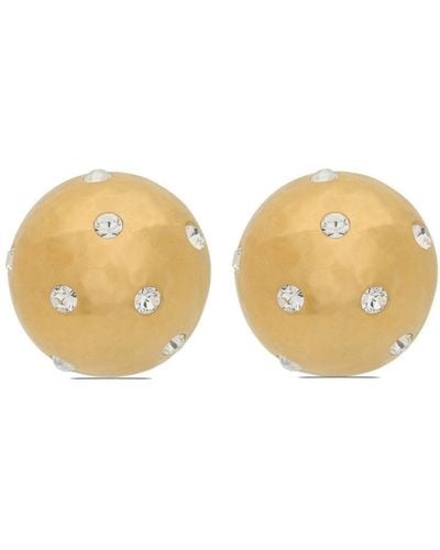 Saint Laurent Dome Embellished Clip-on Earrings - Natural