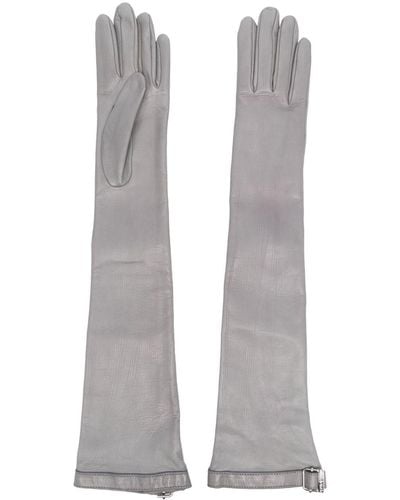 ARMARIUM Buckle-Detail Elbow-Length Leather Gloves - White
