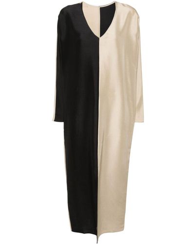 By Malene Birger Colourblock-Design Silk Dress - Black