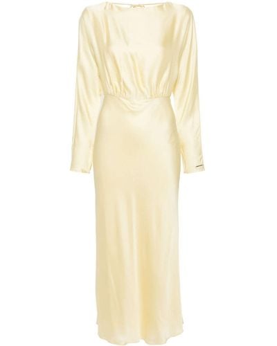 Calvin Klein Open-Back Long-Sleeve Dress - Yellow