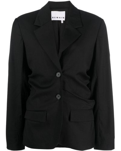 Remain Ruched Single Breasted Blazer - Black