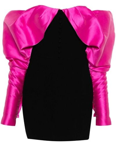 Nafsika Skourti Ruffle-Detail Open-Shoulder Minidress - Pink