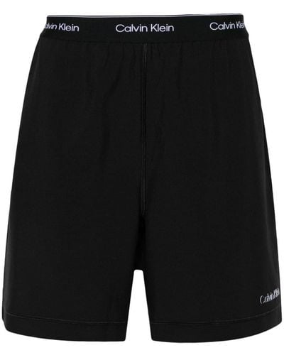 Calvin Klein Rubberised-Logo Shorts - Black