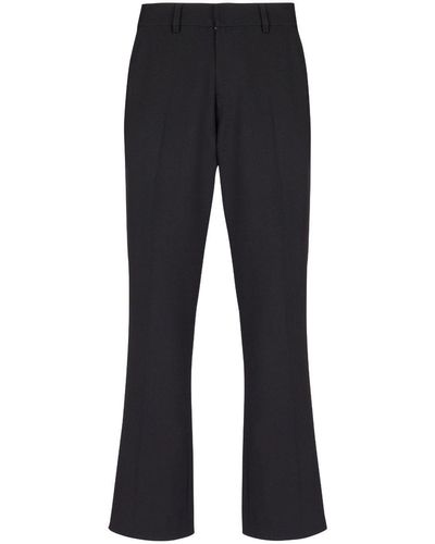Balmain Crepe-Textured Flared Cropped Trousers - Blue