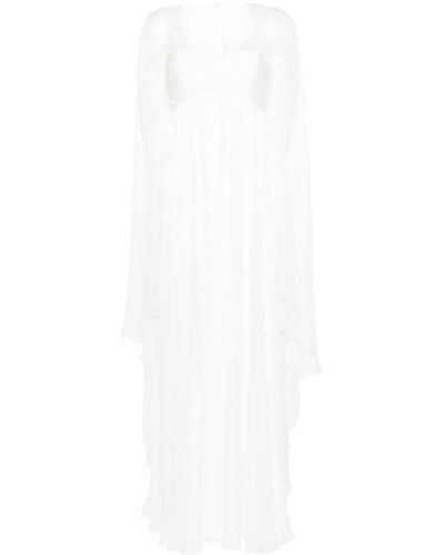 Alberta Ferretti Cape-Detail Chiffon Gown - White
