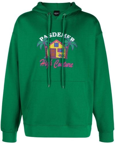 PAS DE MER High Couture Logo-Embroidered Hoodie - Green