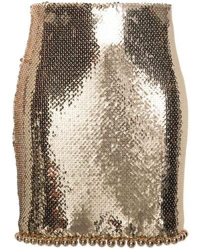 Rabanne Sequin-Embellished Mini Skirt - Natural