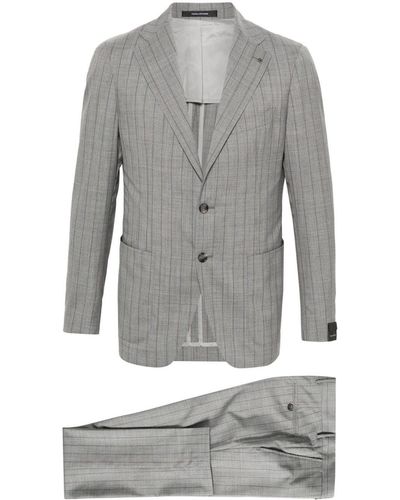 Tagliatore Striped Peak-Lapels Single-Breasted Suit - Gray