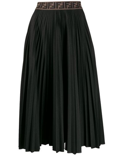 Fendi Ff Motif Pleated Skirt - Black