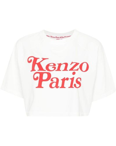 KENZO Logo-Print Cropped T-Shirt - Red