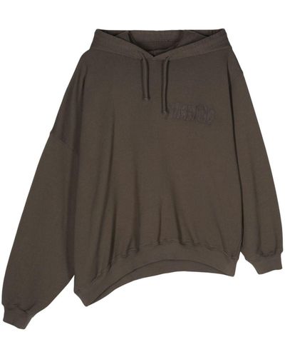 Magliano Embroidered-Logo Asymmetric Hoodie - Brown