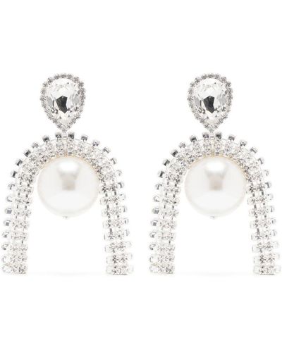 Magda Butrym Pearl-Detail Crystal Drop Earrings - White