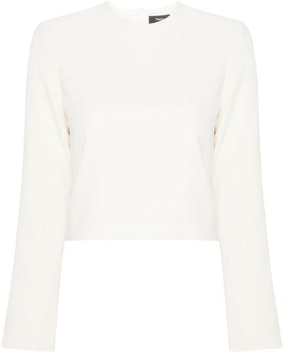 Theory Zip-Up Cropped Blouse - White