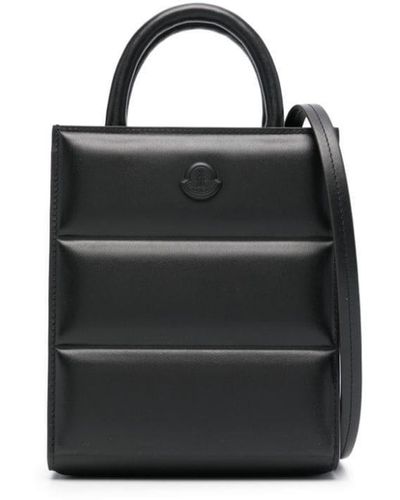 Moncler Mini Doudoune Leather Tote Bag - Women's - Calf Leather/polyester - Black