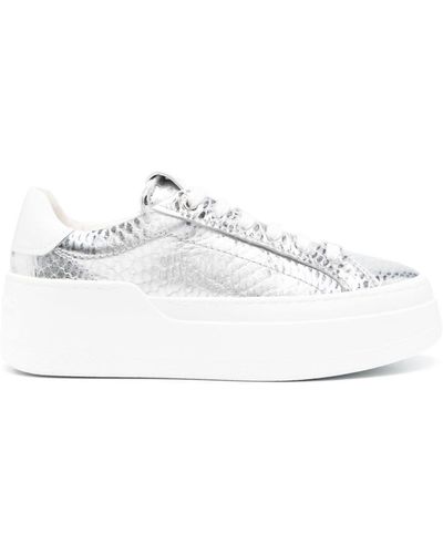 Ferragamo Wedge Metallic Plaftorm Sneakers - White