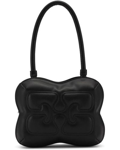 Ganni Butterfly Leather Shoulder Bag - Black