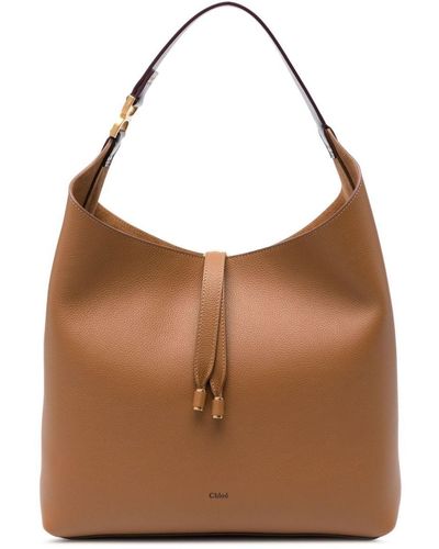 Chloé Marcie Leather Tote Bag - Brown