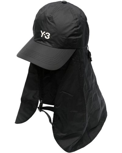 Y-3 Logo-Embroidered Neck-Flap Hat - Black