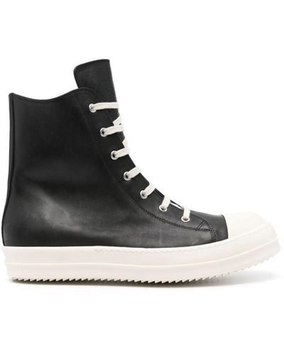 Rick Owens High-Top Leather Trainers - Black