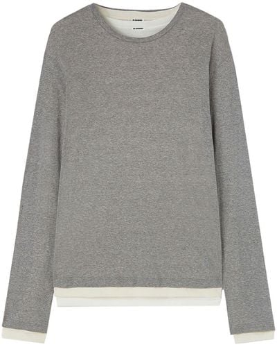 Jil Sander Long-Sleeve Layered Cotton T-Shirt - Grey