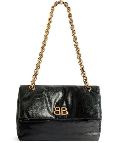 Balenciaga Small Monaco Chain-Strap Shoulder Bag - Black