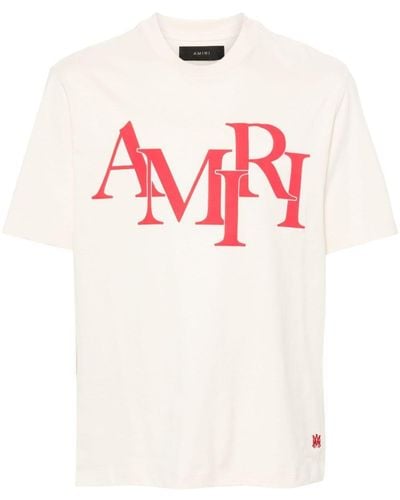 Amiri Logo-Print Cotton T-Shirt - Pink
